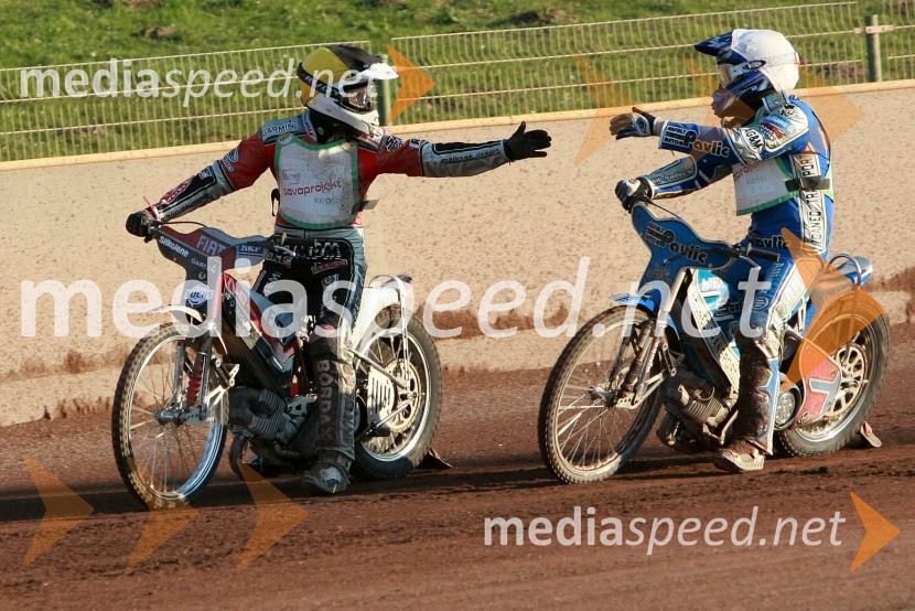 Jernej Kolenko (AMTK Ljubljana), Jurica Pavlic (SK Unia Goričan)SPEEDWAY DP posameznikov 2008 1. dirka, Skupina A