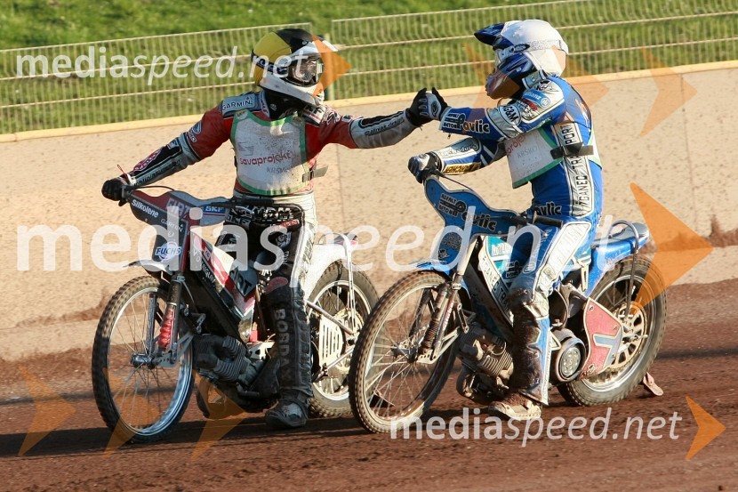 Jernej Kolenko (AMTK Ljubljana), Jurica Pavlic (SK Unia Goričan)SPEEDWAY DP posameznikov 2008 1. dirka, Skupina A