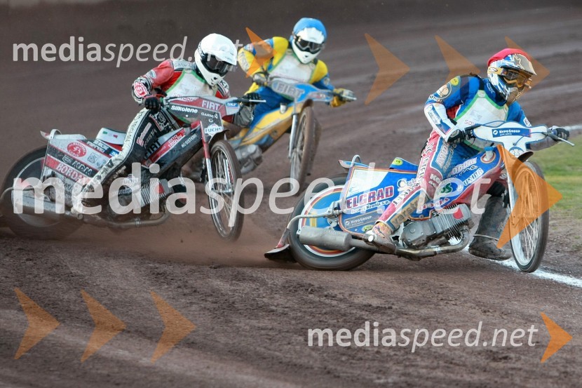 Jernej Kolenko (AMTK Ljubljana), Matic Voldrih (AMTK Ljubljana), Izak Šantej (AMD Krško),SPEEDWAY DP posameznikov 2008 1. dirka, Skupina A
