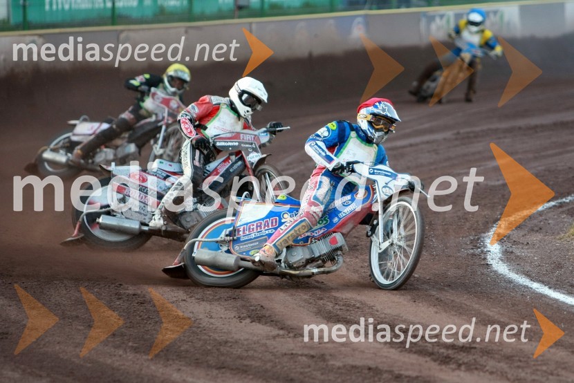 Manuel Hauzinger (Avstrija), Jernej Kolenko (AMTK Ljubljana), Izak Šantej (AMD Krško), Matic Voldrih (AMTK Ljubljana)SPEEDWAY DP posameznikov 2008 1. dirka, Skupina A