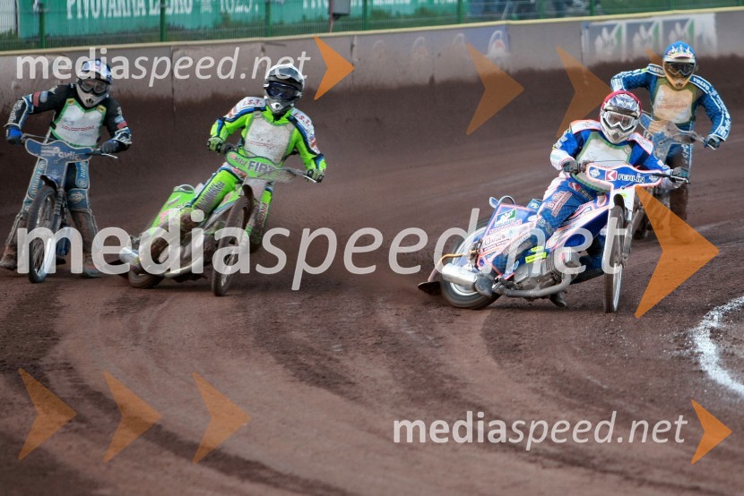 Dino Kovačič (SK Prelog), Maks Gregorič (AMTK Ljubljana), Matija Duh (AMD Krško), Ivan Vargek (SK Unia Goričan)SPEEDWAY DP posameznikov 2008 1. dirka, Skupina A