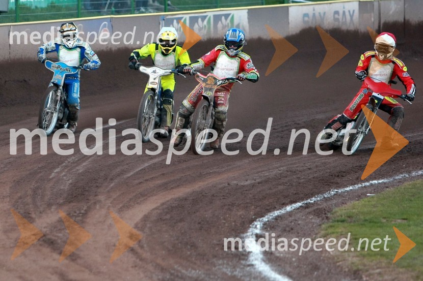 Jurica Pavlic (SK Unia Goričan), Nikola Martinec (SK Prelog), Denis Štojs (ST Lendava), Aleksander Čonda (AMD Krško)SPEEDWAY DP posameznikov 2008 1. dirka, Skupina A