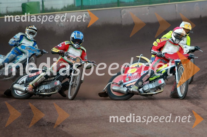 Jurica Pavlic (SK Unia Goričan), Denis Štojs (ST Lendava), Aleksander Čonda (AMD Krško), Nikola Martinec (SK Prelog)SPEEDWAY DP posameznikov 2008 1. dirka, Skupina A