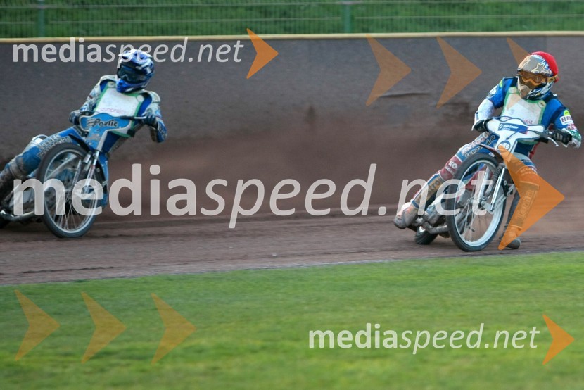 Jurica Pavlic (SK Unia Goričan), Izak Šantej (AMD Krško)SPEEDWAY DP posameznikov 2008 1. dirka, Skupina A