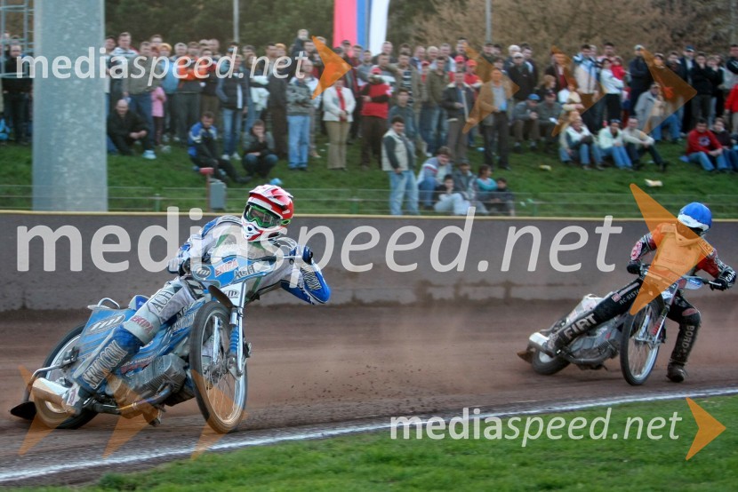 Matej Žagar, Jernej Kolenko (oba AMTK Ljubljana)SPEEDWAY DP posameznikov 2008 1. dirka, Skupina A
