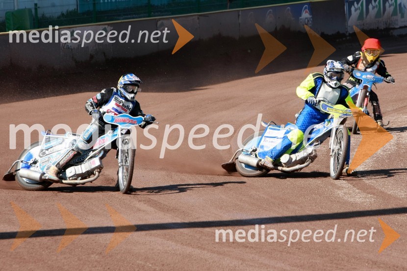 Dino Kovačić (SK Unia Goričan), Aljoša Remih (AMD Krško), Daniel Gappmaier (Avstrija)SPEEDWAY DP posameznikov 2008 1. dirka, Skupina B