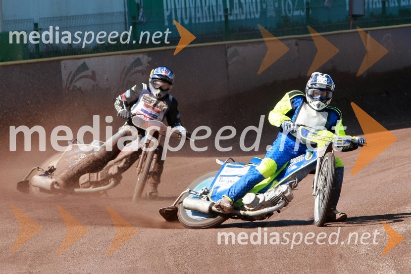 Dino Kovačić (SK Unia Goričan) in Aljoša Remih (AMD Krško)SPEEDWAY DP posameznikov 2008 1. dirka, Skupina B