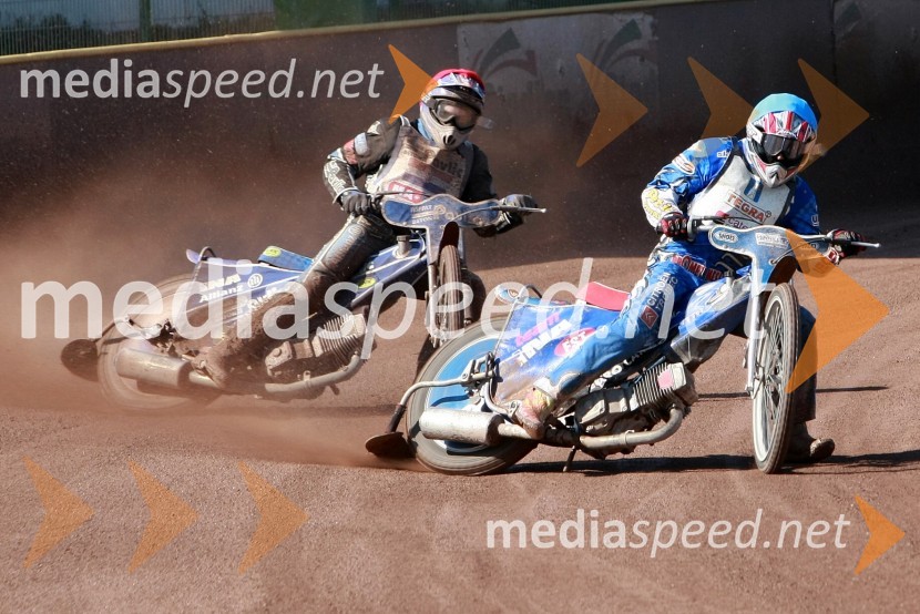 Dino Kovačić (SK Unia Goričan) in Krešo Petković (SK Prelog)SPEEDWAY DP posameznikov 2008 1. dirka, Skupina B