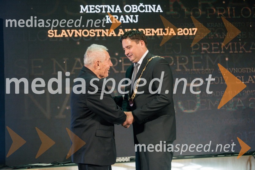 dr. Milivoj  Veličković Perat;  Boštjan Trilar, župan mestne občine KranjS slavnostno akademijo obeležili praznik Mestne občine Kranj in zadnje leto županovanja Boštjana Trilarja