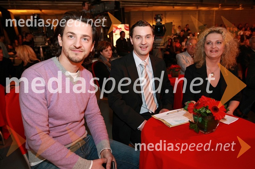 Martin Štibernik, ansambel Slapovi, Bojan Zeme, skladatelj narodnozabavne glasbe in Marjana MlinarSlovenska polka in valček 2008