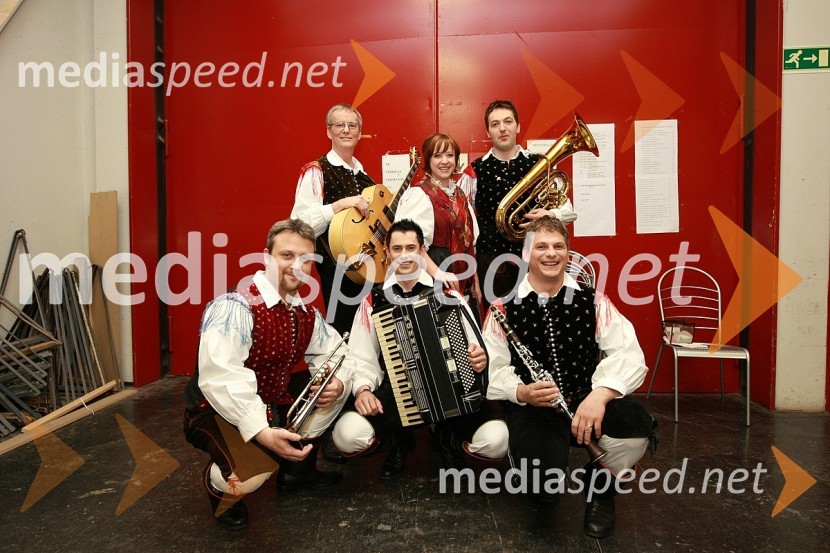 Ansambel Tapravih 6: spredaj: Andrej Hudobreznik, Jože Mandl, Dušan Štriker, zadaj: Tomo Slatinek, Jasmina Mandl in Marko LenartSlovenska polka in valček 2008