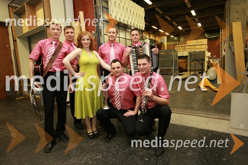 Ansambel Sicer: Janko Kokalj, Ernest Skok, Katarina Galič, Primož Stele, Simon Cerar, Grega Burnik in Matej Dornik (oba spodaj)Slovenska polka in valček 2008
