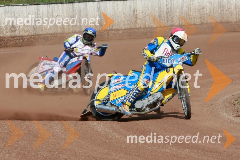 Lukas Simon (Avstrija) in Matic Voldrih (AMTK Ljubljana)SPEEDWAY DP posameznikov 2008 2. dirka, Skupina B