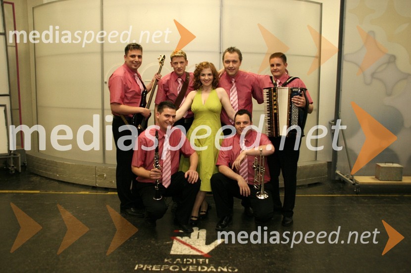 Ansambel Sicer: Ernest Skok, Janko Kokalj, Katarina Galič, Primož Stele, Simon Cerar, Matej Dornik in Grega Burnik (oba spodaj)Slovenska polka in valček 2008