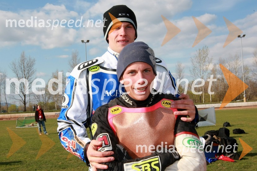 Matej Žagar (AMTK Ljubljana) in  Manuel Hauzinger (Avstrija)SPEEDWAY DP posameznikov 2008 2. dirka, Skupina A