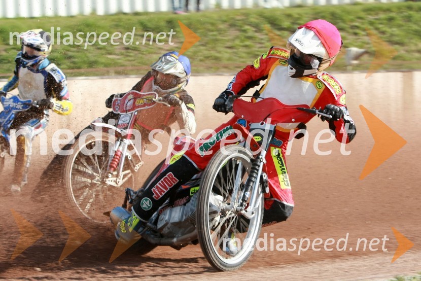 Renato Cvetko (SK Unia Goričan), Manuel Hauzinger (Avstrija), Aleksander Čonda (AMD Krško)SPEEDWAY DP posameznikov 2008 2. dirka, Skupina A