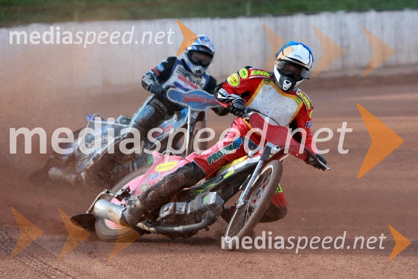 Dino Kovačić (SK Unia Goričan) in Aleksander Čonda (AMD Krško)SPEEDWAY DP posameznikov 2008 2. dirka, Skupina A