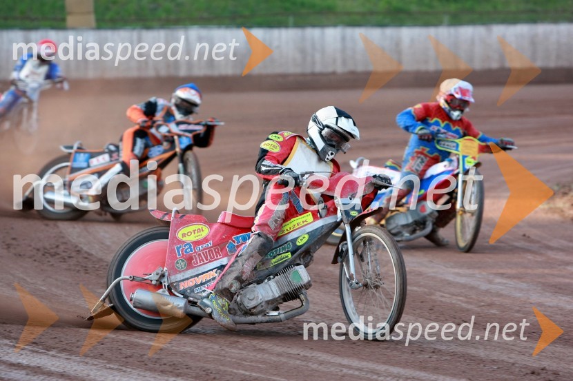 Kreso Petković (Hrvaška), Manuel Novotny (Avstrija), Aleksander Čonda (AMD Krško) in Heinrich Schatzer (Avstrija)SPEEDWAY DP posameznikov 2008 2. dirka, Skupina A