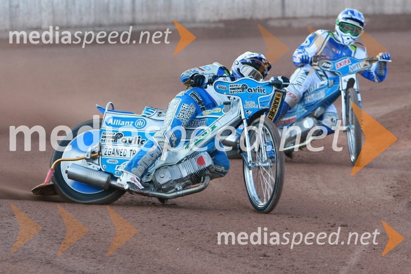 Jurica Pavlic (SK Unia Goričan) in Matej Žagar (AMTK Ljubljana)SPEEDWAY DP posameznikov 2008 2. dirka, Skupina A