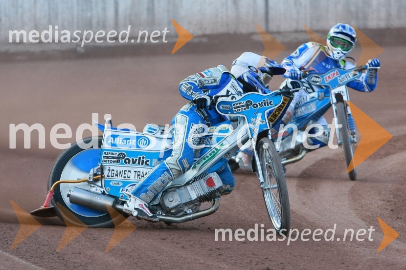 Jurica Pavlic (SK Unia Goričan) in Matej Žagar (AMTK Ljubljana)SPEEDWAY DP posameznikov 2008 2. dirka, Skupina A