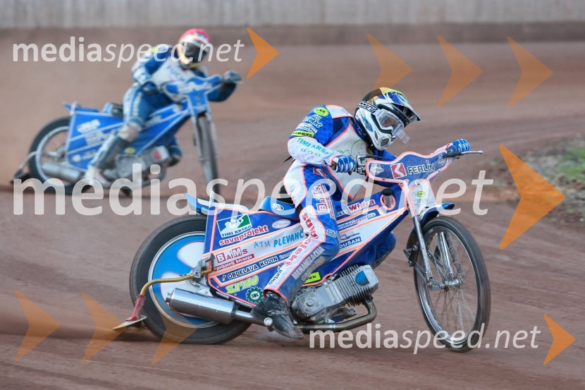 Ivan Vargek (Hrvaška), Matija Duh (AMD Krško)SPEEDWAY DP posameznikov 2008 2. dirka, Skupina A