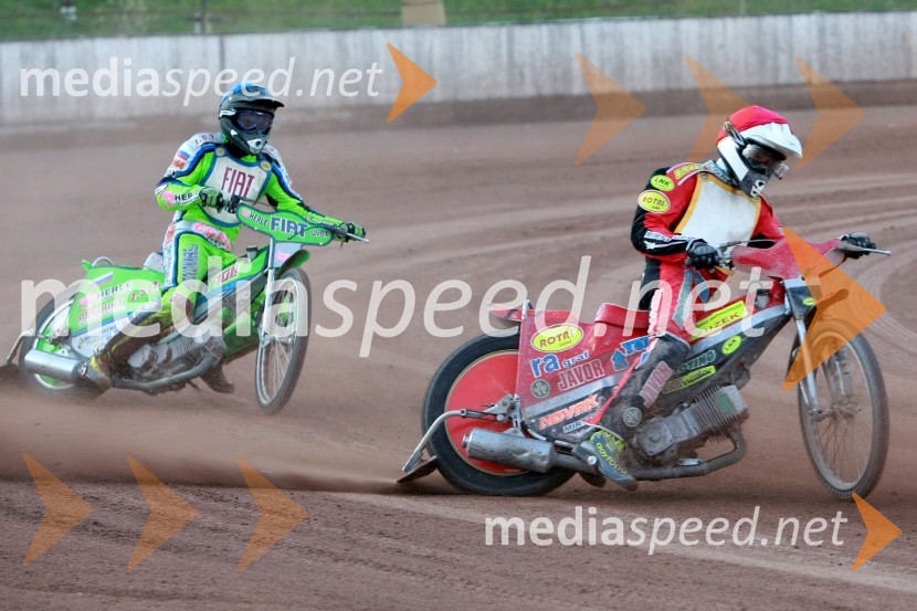 Maks Gregorič (AMTK Ljubljana) in Aleksander Čonda (AMD Krško)SPEEDWAY DP posameznikov 2008 2. dirka, Skupina A