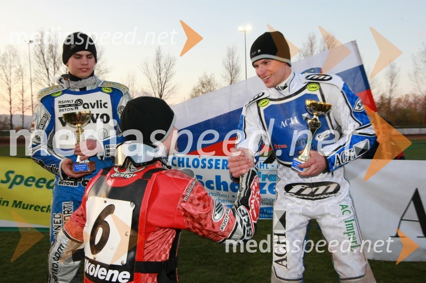 Jurica Pavlic (SK Unia Goričan), Jernej Kolenko (AMTK Ljubljana) in  	Matej Žagar (AMTK Ljubljana)SPEEDWAY DP posameznikov 2008 2. dirka, Skupina A