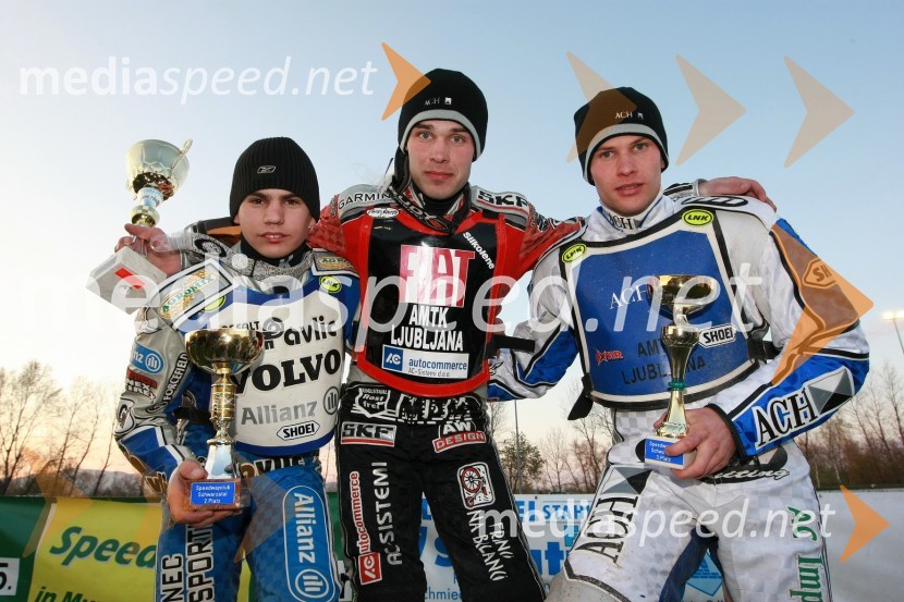 Jurica Pavlic (SK Unia Goričan), Jernej Kolenko (AMTK Ljubljana) in  	Matej Žagar (AMTK Ljubljana)SPEEDWAY DP posameznikov 2008 2. dirka, Skupina A