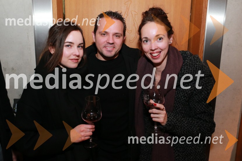  Andreja  Barbarič;  Sandi Fišer, fotograf, Mediaspeed;  Andreja Breznik, Mediaspeed16. rojstni dan agencije Mediaspeed in prednovoletno druženje