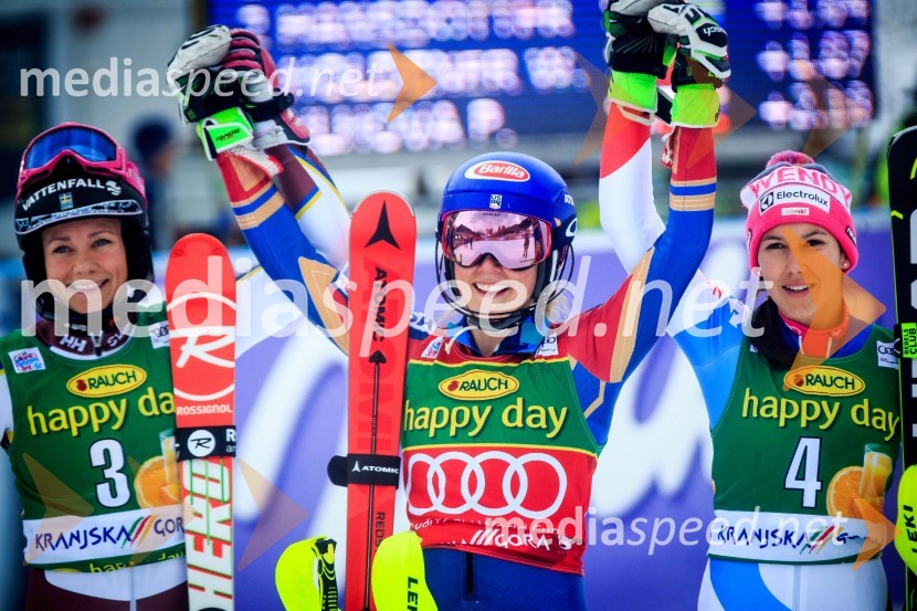  Frida Hansdotter, smučarka (Švedska);  Mikaela Shiffrin, smučarka (ZDA);  Wendy Holdener, smučarka (Švica)54. Zlata lisica, slalom
