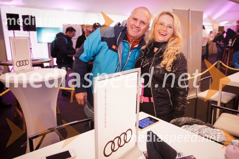  Srečko Medven, generalni sekretar pokala Vitranc;  Ljudmila Bogataj, marketing Audi, Porsche Slovenija54. Zlata lisica, nedelja, VIP druženje