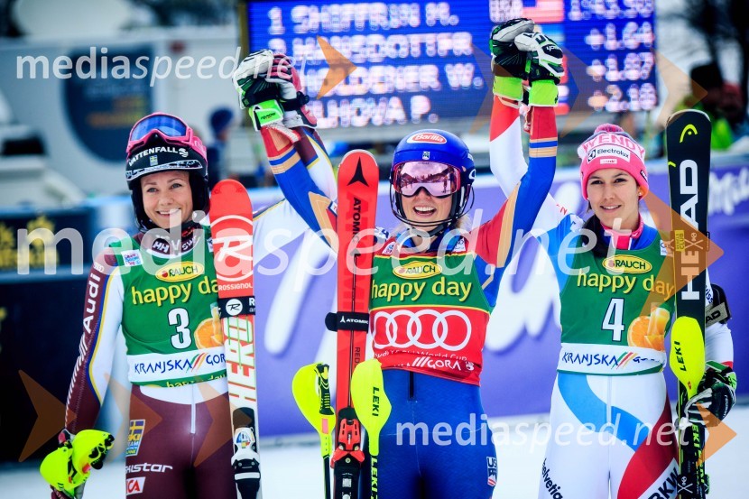  Frida Hansdotter, smučarka (Švedska);  Mikaela Shiffrin, smučarka (ZDA);  Wendy Holdener, smučarka (Švica)54. Zlata lisica, slalom