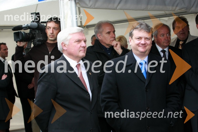 Mirko Brulc, župan občine Nova Gorica in Iztok Jarc, minister za kmetijstvo, gozdarstvo in prehrano RSOtvoritev poslovne enote Deželne banke Slovenije v Novi Gorici