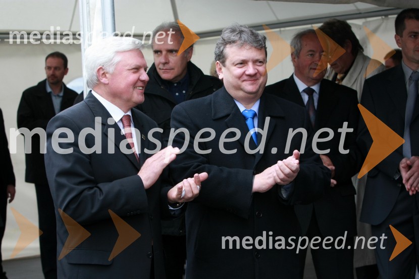 Mirko Brulc, župan občine Nova Gorica in Iztok Jarc, minister za kmetijstvo, gozdarstvo in prehrano RSOtvoritev poslovne enote Deželne banke Slovenije v Novi Gorici