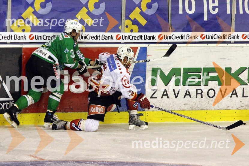 Pasi Petrilainen, HDD ZM Olimpija in Luka Žagar, Acroni JeseniceČetrta, zadnja tekma državnega prvenstva v hokeju na ledu