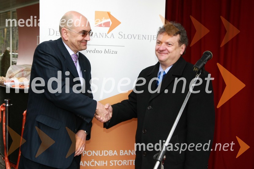 Dr. Draško Veselinovič, predsednik uprave Deželne banke Slovenije d.d. in Iztok Jarc, minister za kmetijstvo, gozdarstvo in prehrano RSOtvoritev poslovne enote Deželne banke Slovenije v Novi Gorici