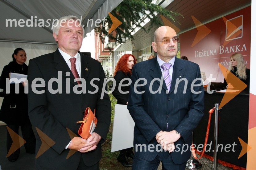Mirko Brulc, župan občine Nova Gorica in dr. Draško Veselinovič, predsednik uprave Deželne banke Slovenije d.d.Otvoritev poslovne enote Deželne banke Slovenije v Novi Gorici