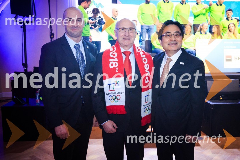  ... ;  Bogdan Gabrovec, predsednik Olimpijskega komiteja Slovenije, predsednik Judo zveze Slovenije;  Šin  Dong Ik, veleposlanik Republike Koreje na DunajuPredstavitev slovenske olimpijske reprezentance - Pjongčang 2018