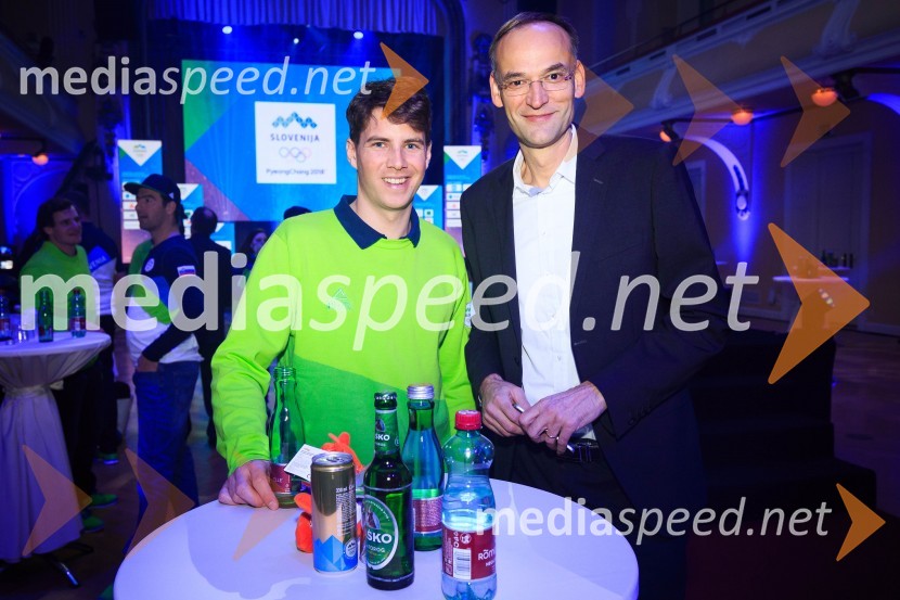  Žan  Košir, deskar na snegu;  Aleksander Salkič, svetovalec predsednika uprave Petrol d.d.Predstavitev slovenske olimpijske reprezentance - Pjongčang 2018