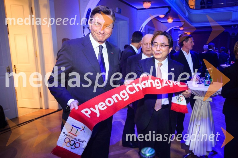  Borut Pahor, predsednik Republike Slovenije;  Šin  Dong Ik, veleposlanik Republike Koreje na DunajuPredstavitev slovenske olimpijske reprezentance - Pjongčang 2018