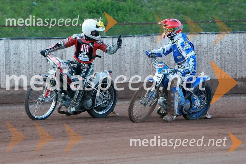 Jernej Kolenko (AMTK Ljubljana) in Matej Žagar (AMTK Ljubljana)SPEEDWAY DP posameznikov 2008 2. dirka, Skupina A