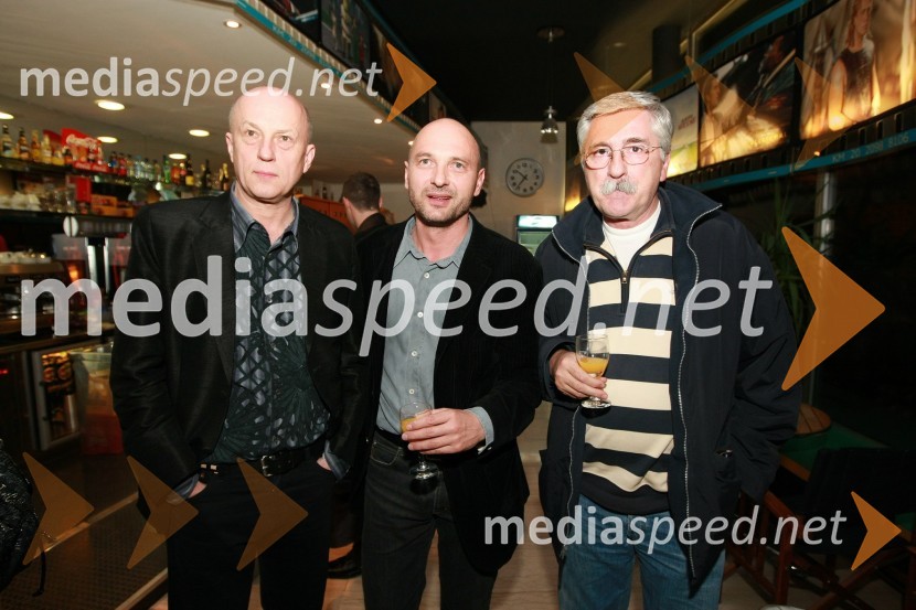 Vlado Kreslin, pevec, Dario Varga, igralec, Petar Radovič, urednik razvedrilnega programa na TV SlovenijaPredpremiera filma Hit poletja