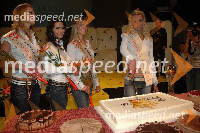 Maja Jamnik, Miss fotogeničnosti, Suzana Zekovič, prva spremljevalka Miss športa 2008, Špela Hojnik, druga spremljevalka Miss športa 2008 in Pia Arhar, Miss športa 2008Miss športa 2008