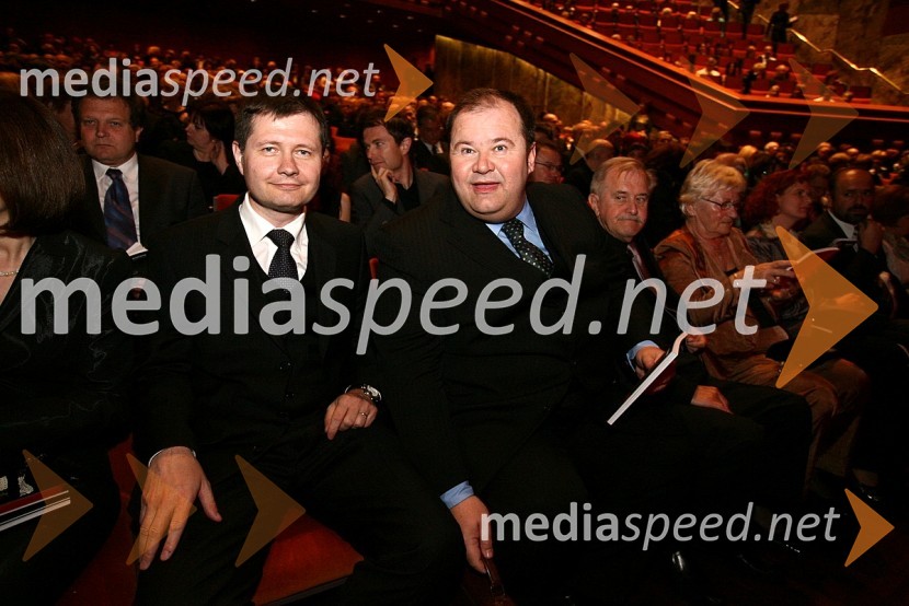 Igor Marinič, namestnik direktorja Pošte Slovenije in Aleš Hauc, direktor Pošte SlovenijaPremiera opere Così fan tutte, SNG Maribor