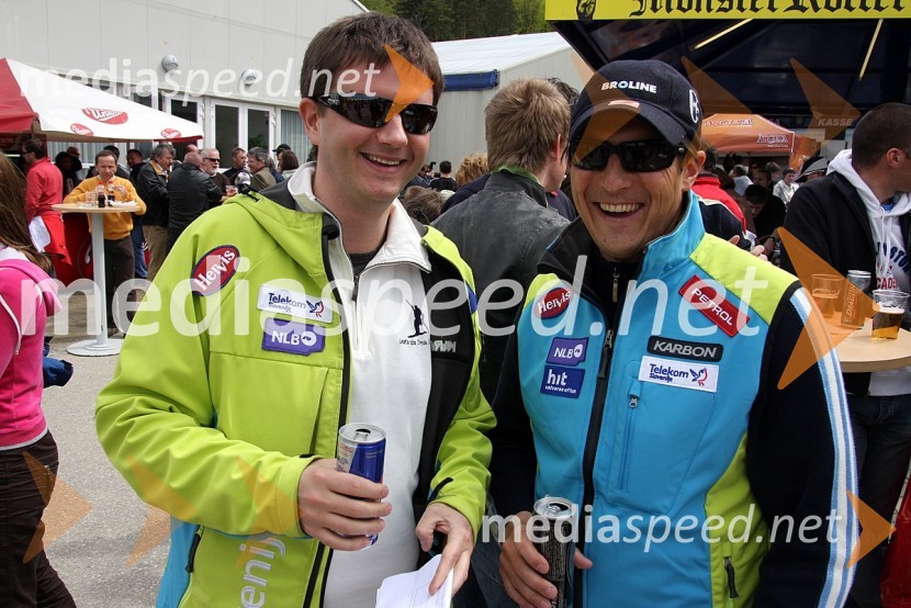 Tomi Trbovc, odnosi z javnostjo Smučarske Zveze Slovenije in Rasto Ažnoh, športni direktor alpskih disciplinPodelitev nagrad ob zaključku sezone alpskih disciplin, Snežni stadion