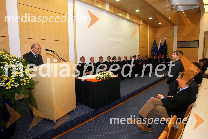Prof. dr. Karel Jezernik, Fakulteta za elektrotehniko, računalništvo in informatiko UM in dr. Dejan KosPromocija doktorjev znanosti Univerze v Mariboru, april 2008