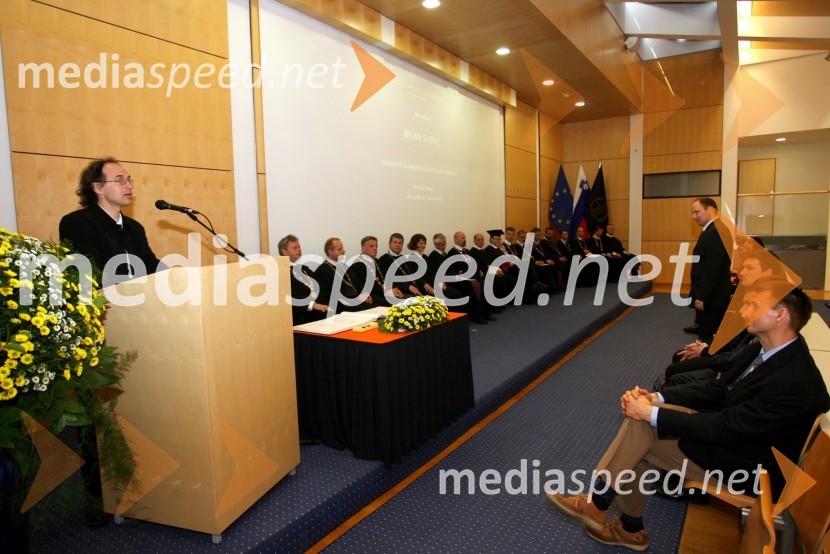 Prof. dr. Samo Kralj, Fakulteta za naravoslovnje in matematiko UM in dr. Milan SvetecPromocija doktorjev znanosti Univerze v Mariboru, april 2008