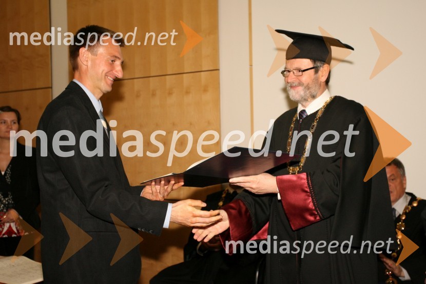 Dr. Miran Lavrič in prof. dr. Ivan Rozman, rektor Univerze v MariboruPromocija doktorjev znanosti Univerze v Mariboru, april 2008