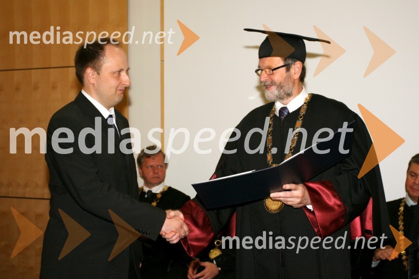 Dr. Milan Svetec in prof. dr. Ivan Rozman, rektor Univerze v MariboruPromocija doktorjev znanosti Univerze v Mariboru, april 2008