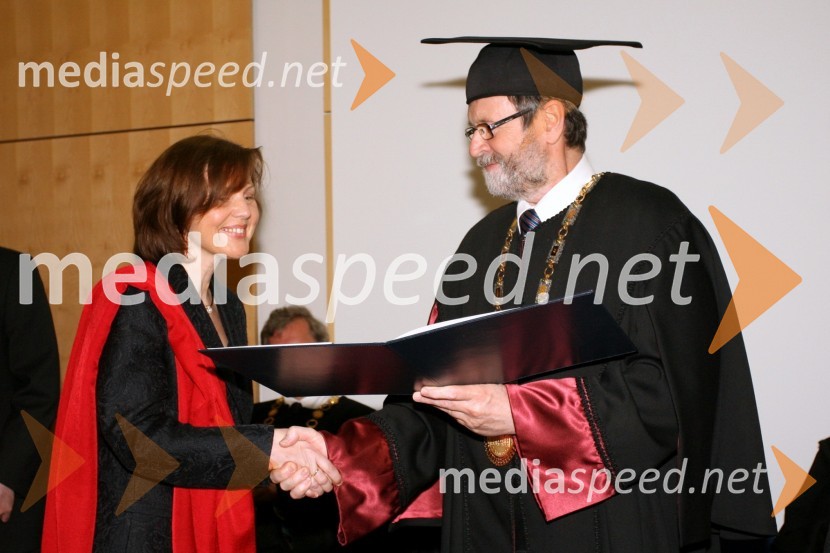 Dr. Tanja Hojs Fabjan in prof. dr. Ivan Rozman, rektor Univerze v MariboruPromocija doktorjev znanosti Univerze v Mariboru, april 2008